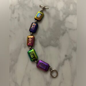 Fun Glass Bead Painted Foil Clasp Bracelet
